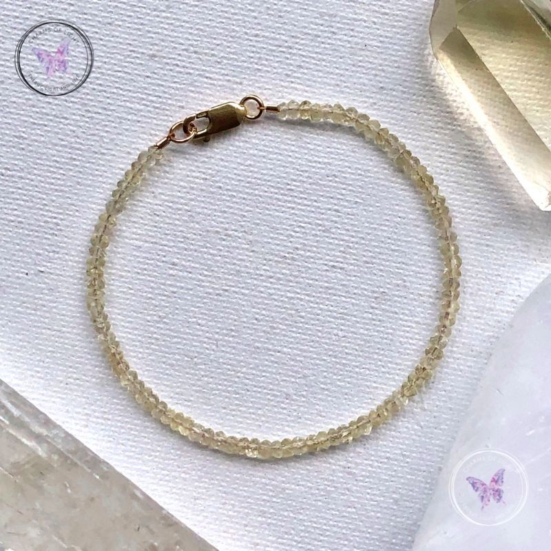 Yellow Topaz Tiny Faceted Beaded Gold Bracelet